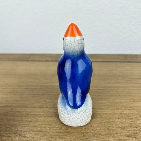 Vintage Ceramic Pie Bird Vent Blue Yellow Orange Glaze Crazed Baking Steam Vent - Picture 5 of 8